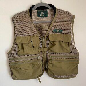 Vintage Orvis Fly Fishing Vest Mens Olive Green Mesh Ventilated